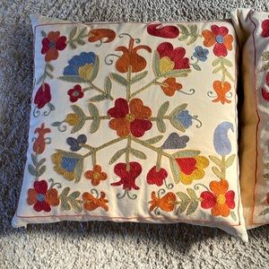 Pottery Barn Embroidered Throw Pillows